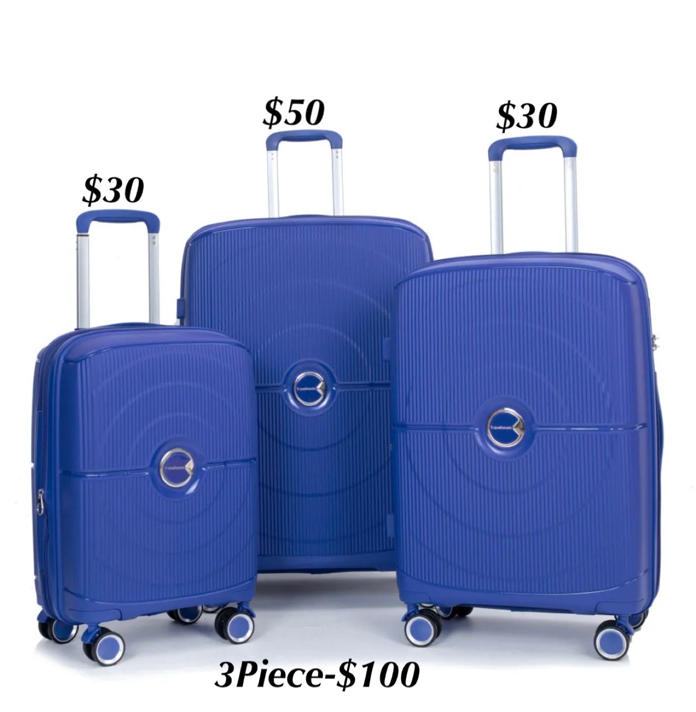 Brand New Travelhouse 3-Piece Blue Luggage Set