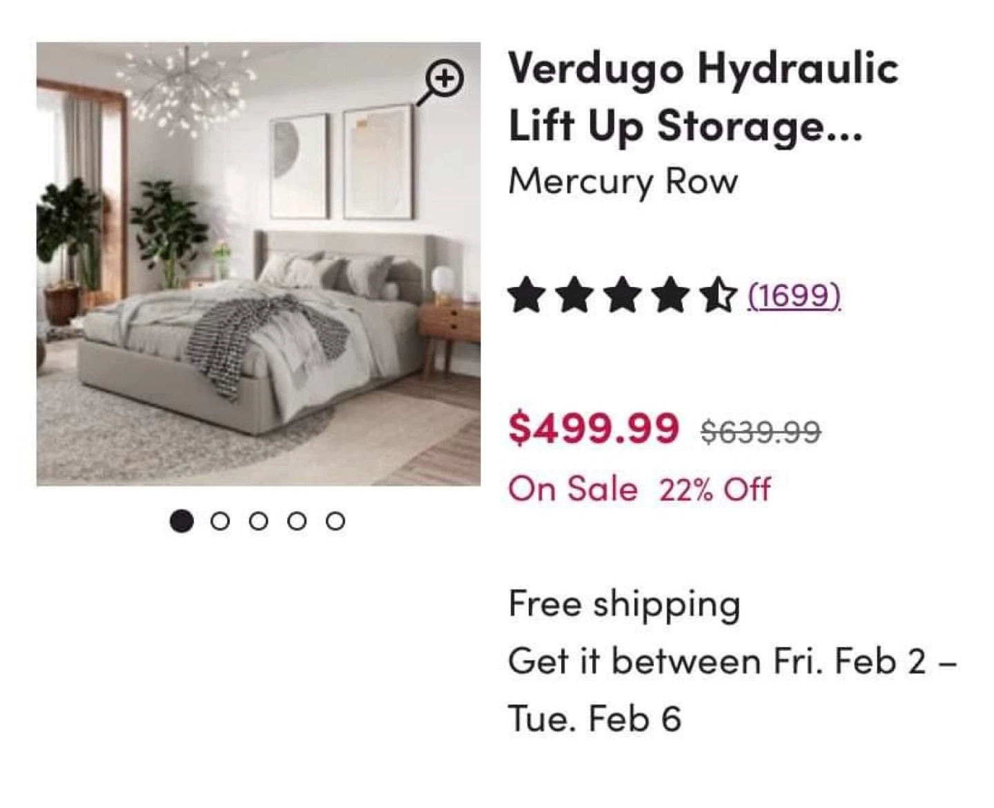 Hydraulic Lift Bedframe (Full Size)