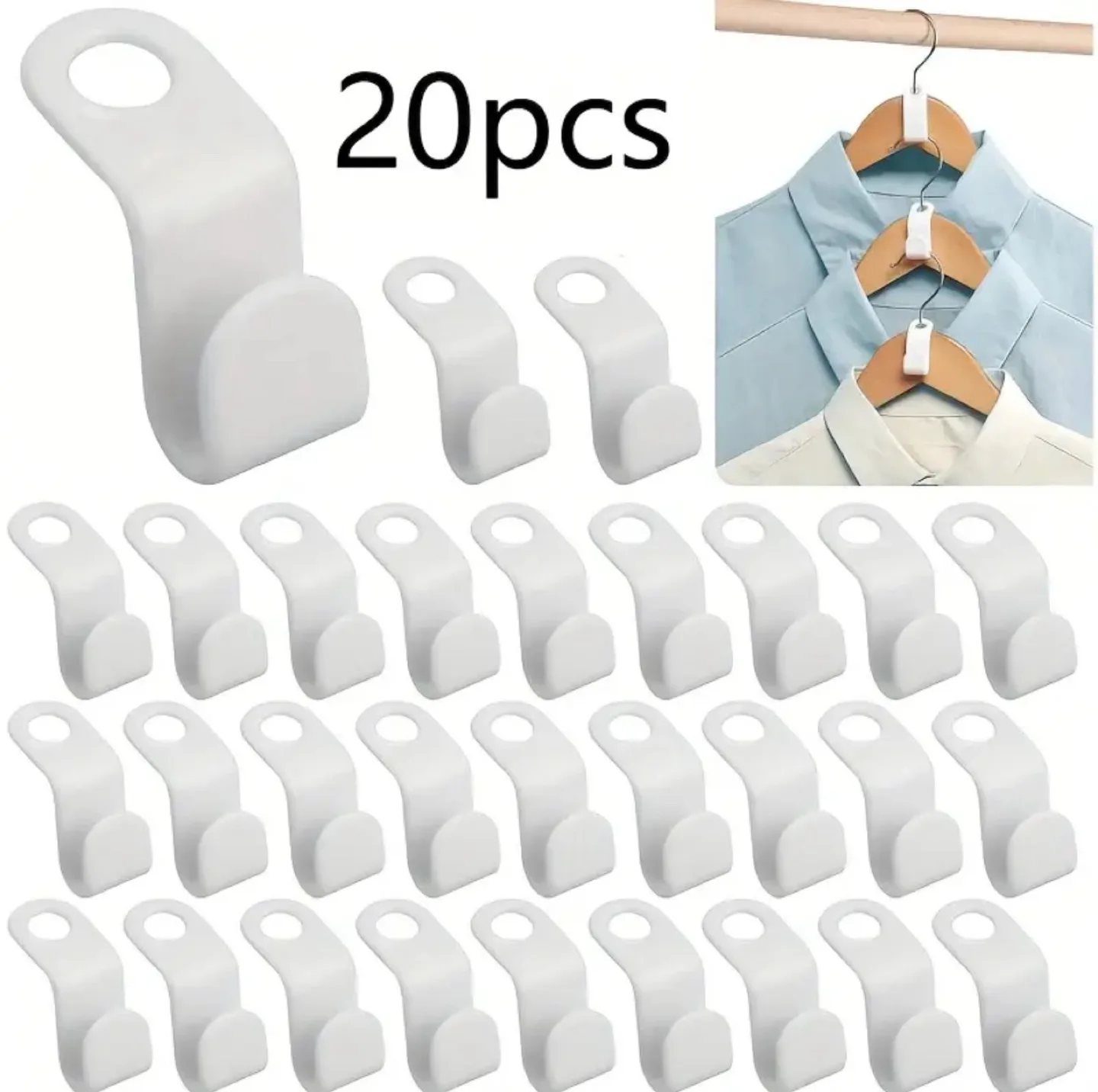 20pcs White Closet Hanger Connector Hooks thumbnail
