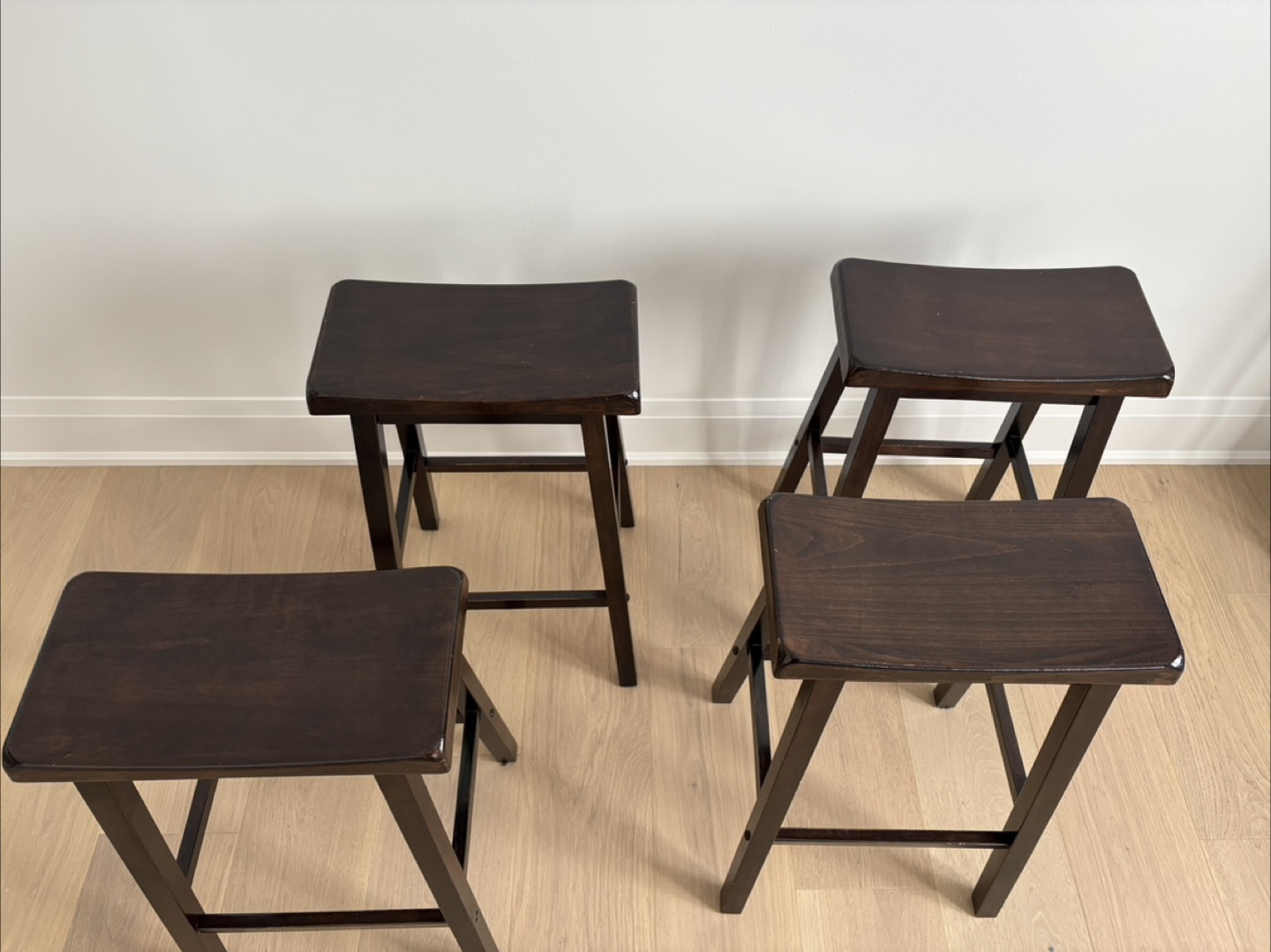 Set of 4 Dark Brown Wooden Bar Stools - photo 2