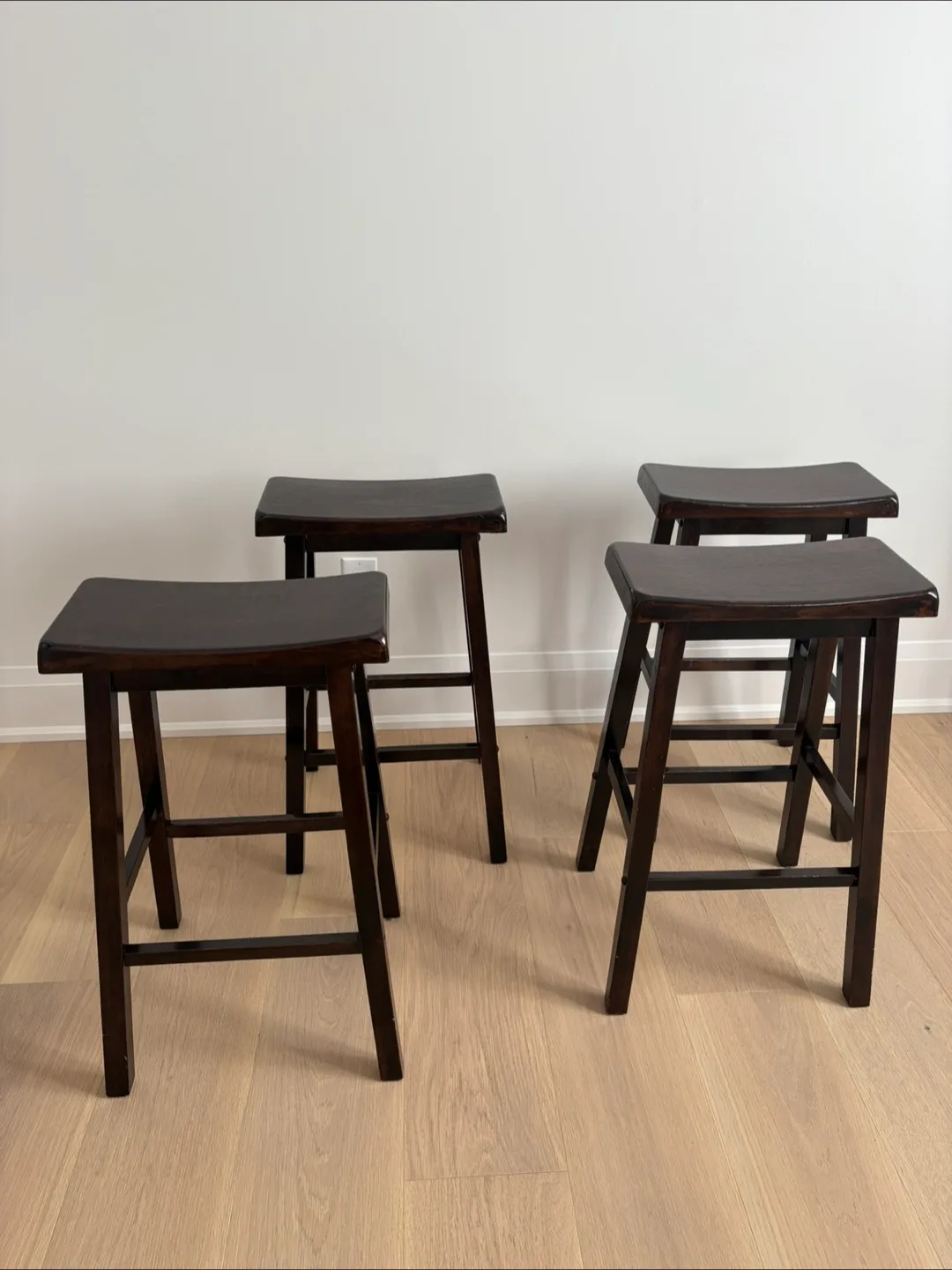 Set of 4 Dark Brown Wooden Bar Stools thumbnail