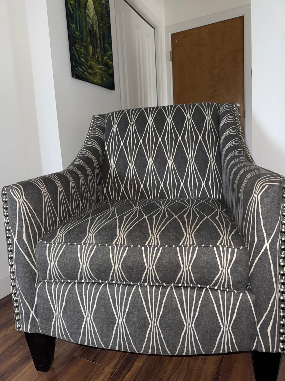Patterned Accent Chair - Grey & White - photo 2