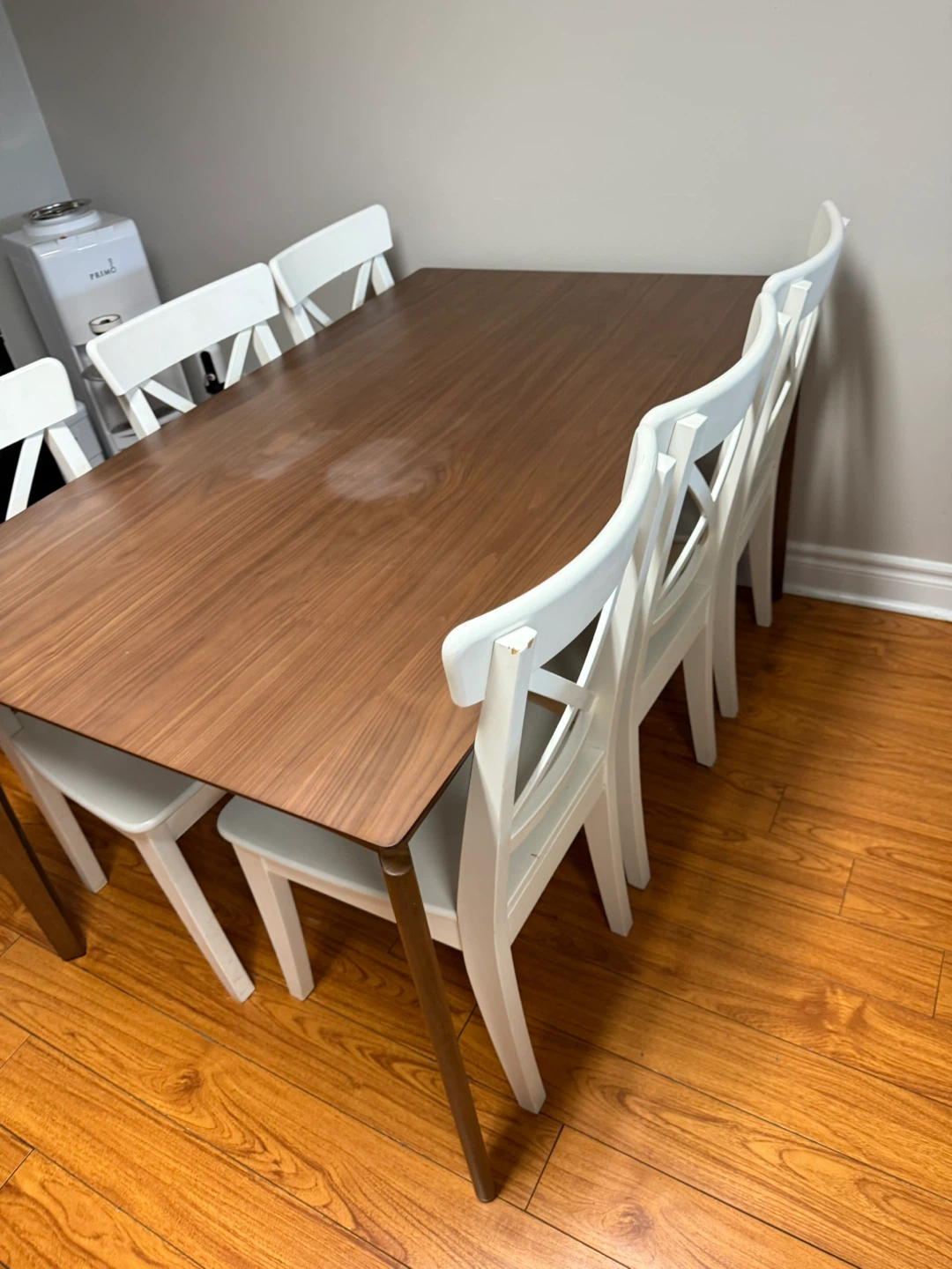 Dining Table with 6 White Chairs 59 1/2 x35 1/2 - photo 3