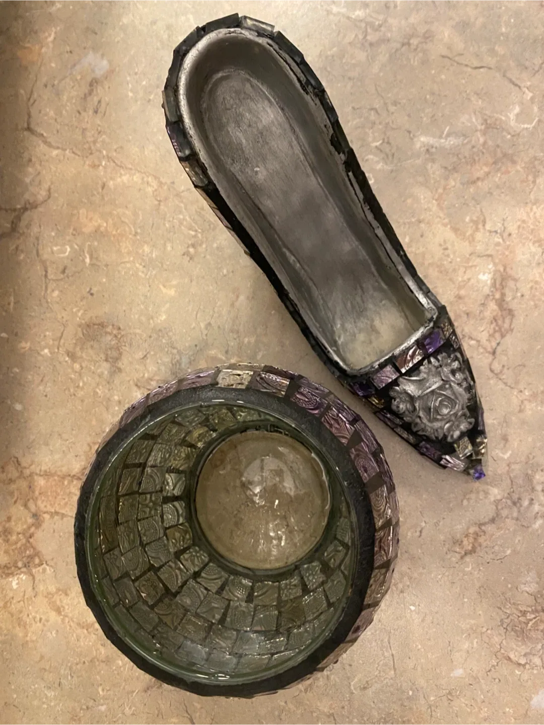 Mosaic Glass Shoe & Vase Decor Set image indicator(4)