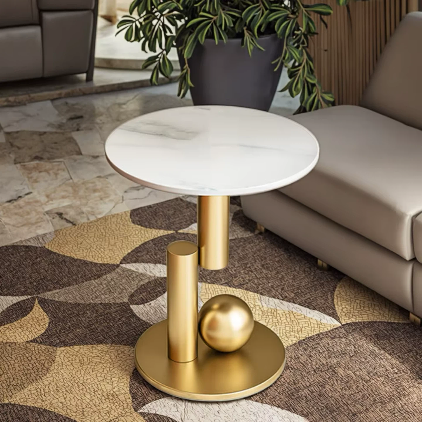 Modern White & Gold Accent Table - photo 2