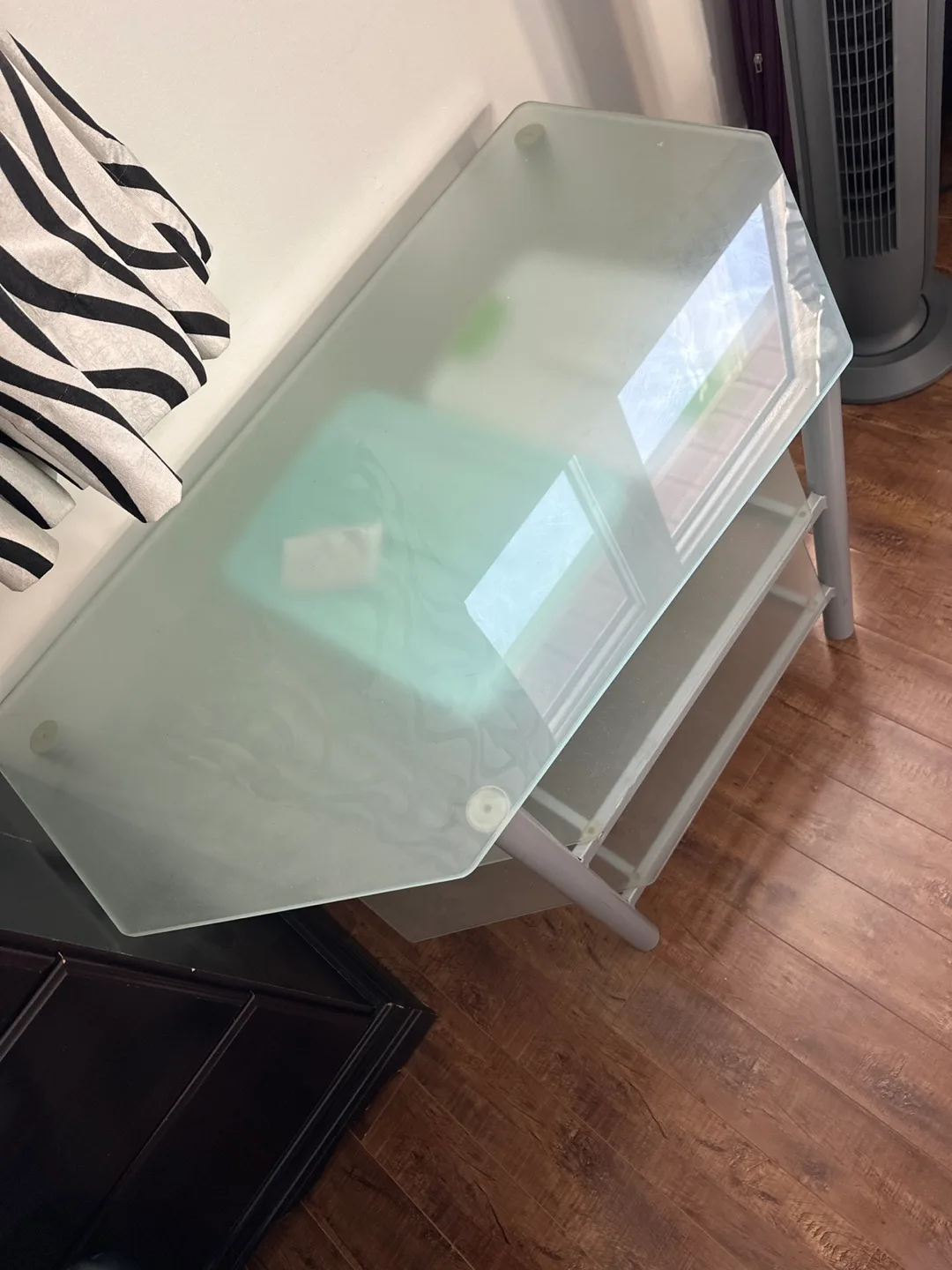 Glass Top TV Stand with Shelves