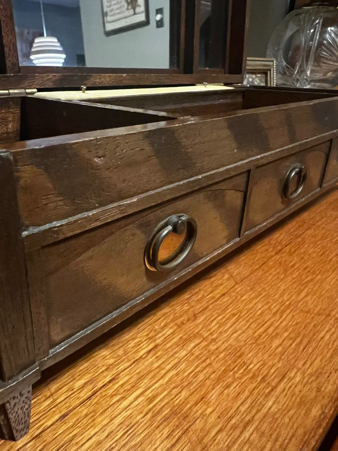 Vintage Wooden Jewelry Box with Mirror image indicator(4)