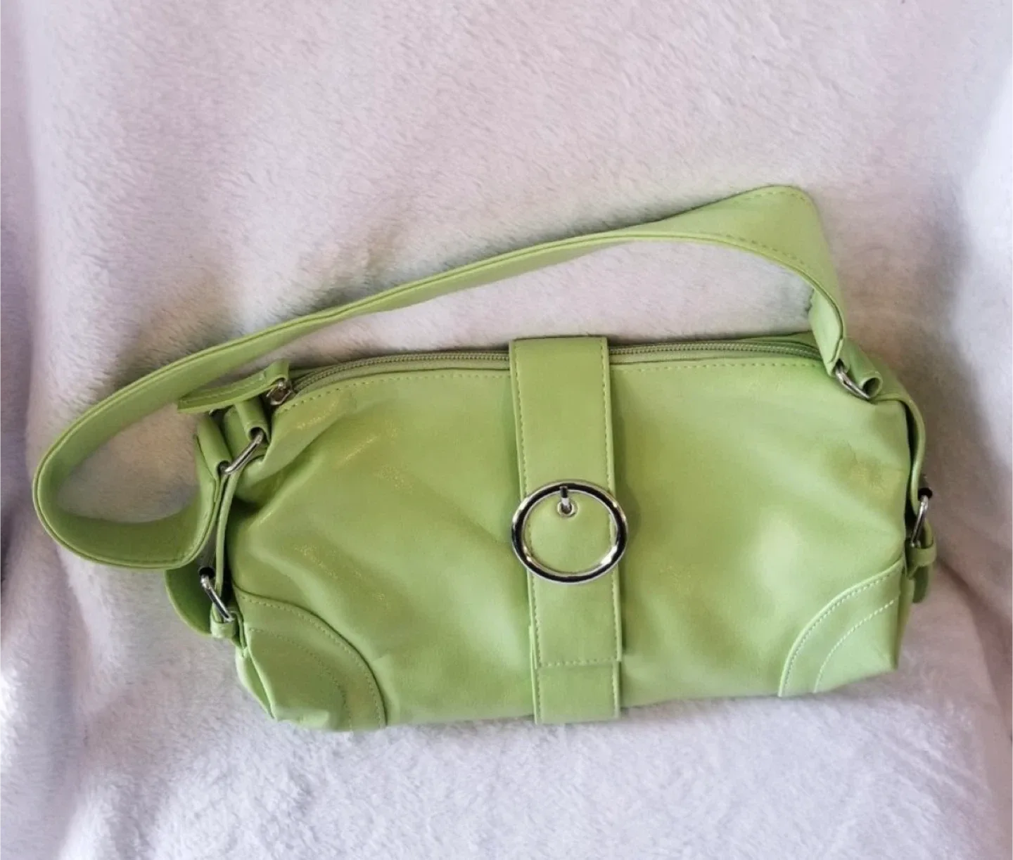 Silver and Green Mini Bag with Structured Design thumbnail