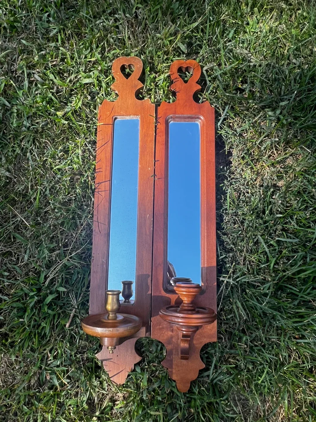Vintage Wooden Mirror Candle Holders image indicator(5)
