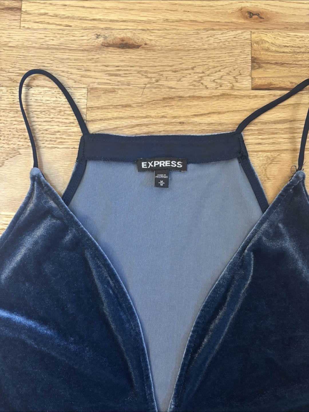 Express Blue Velvet Bodysuit - Size M - photo 2