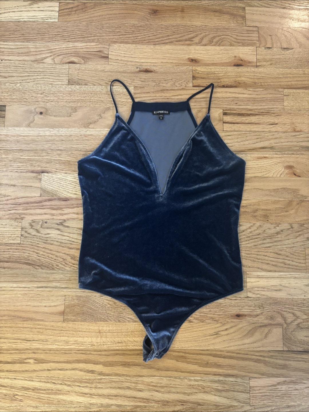 Express Blue Velvet Bodysuit - Size M