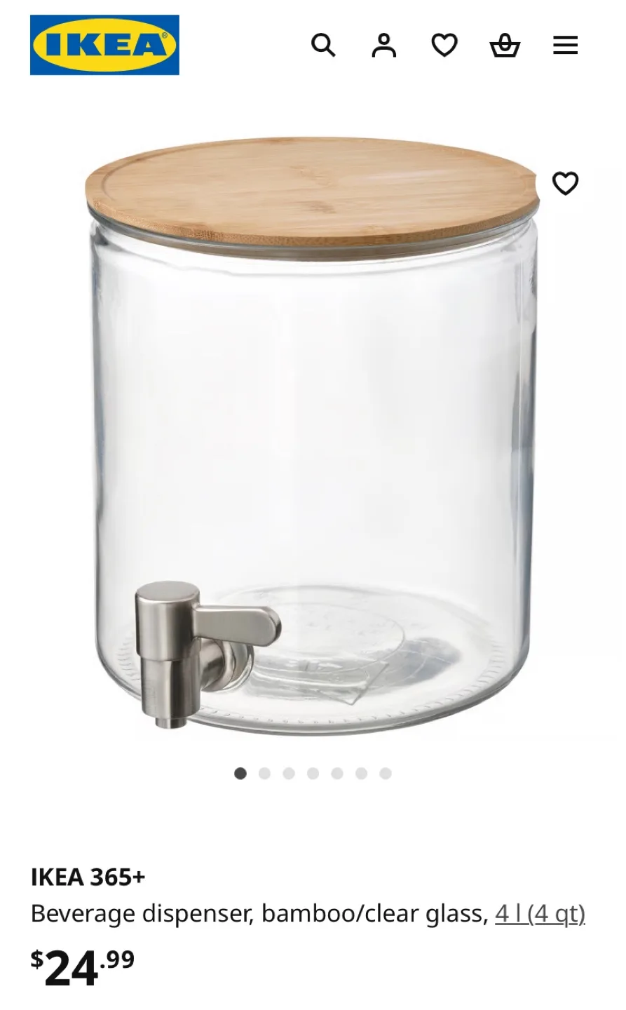 Beverage dispenser (bamboo/clear glass) thumbnail