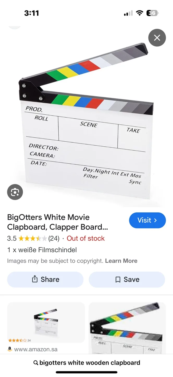 BigOtters White Movie Clapper Board thumbnail