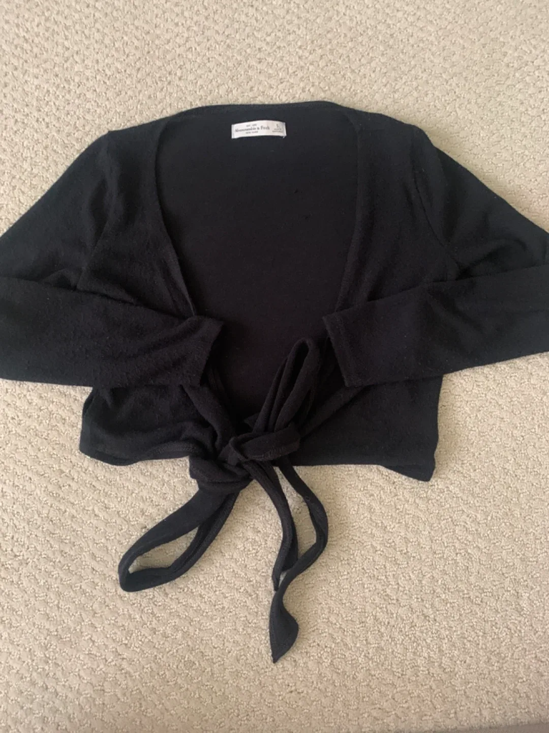 Abercrombie & Fitch Black Tie-Front Cardigan - Size S thumbnail
