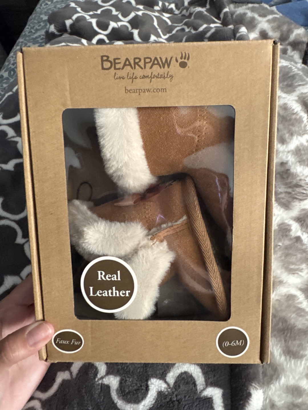 Infant Girl Bearpaw leather and faux fur booties