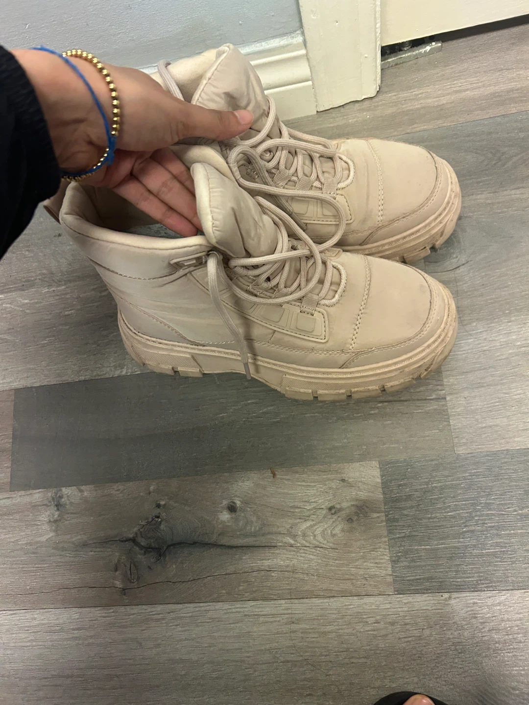 Beige Padded Ankle Boots - Size 6 - photo 4
