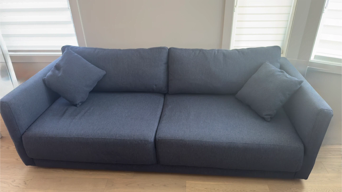 Blue 2-Seat Sofa with Pillows - photo 3