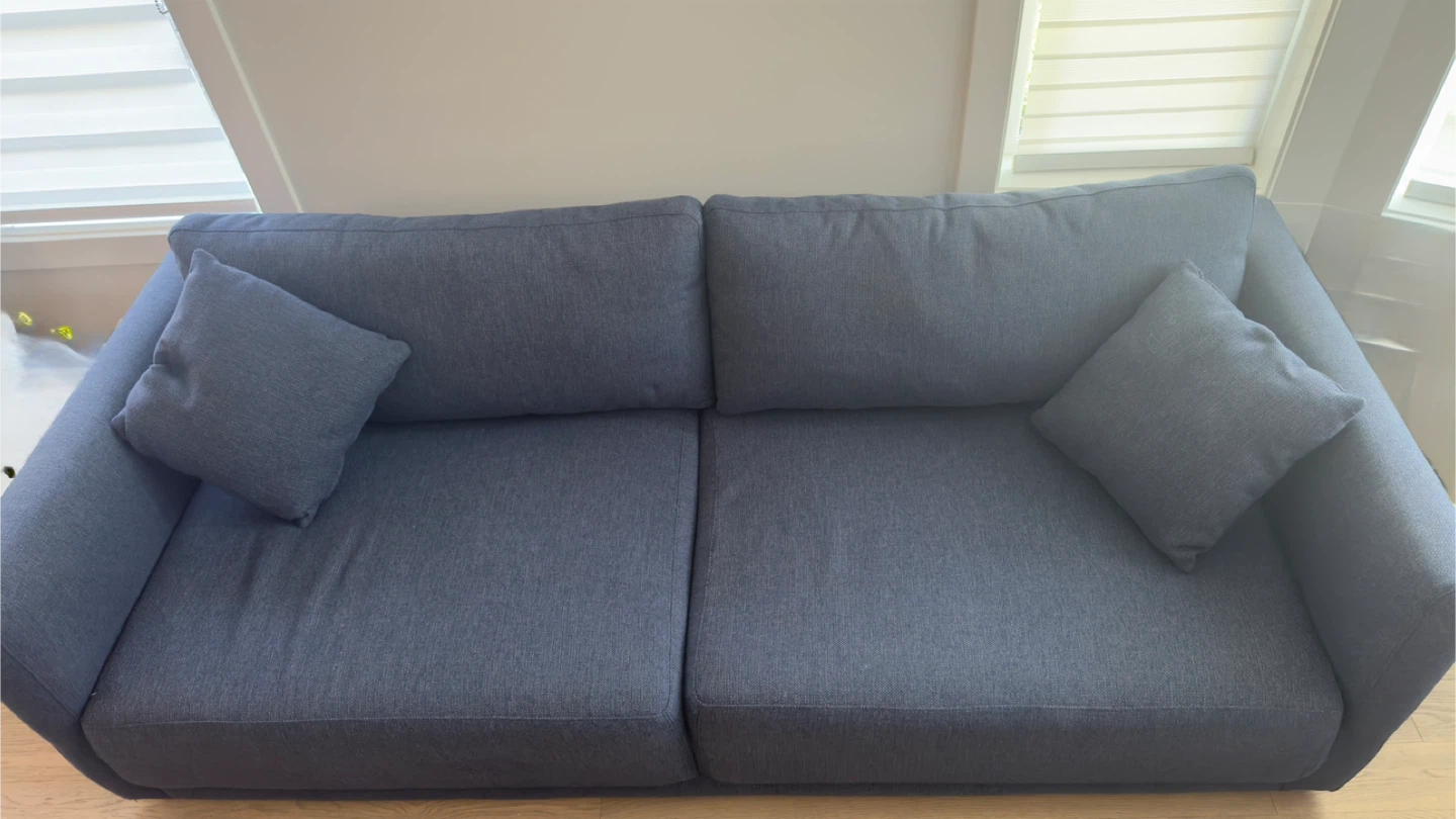 Blue 2-Seat Sofa with Pillows
