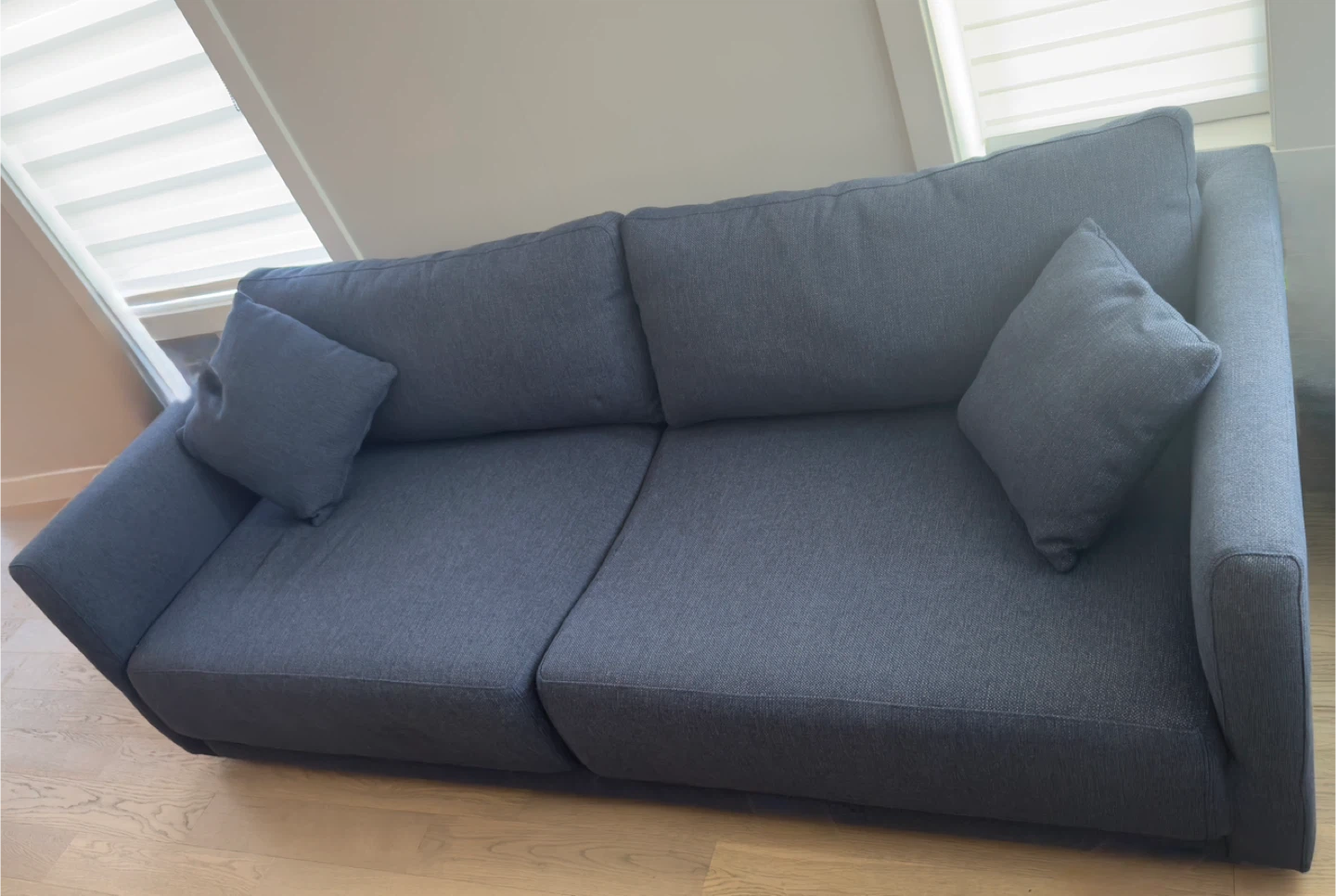 Blue 2-Seat Sofa with Pillows - photo 2
