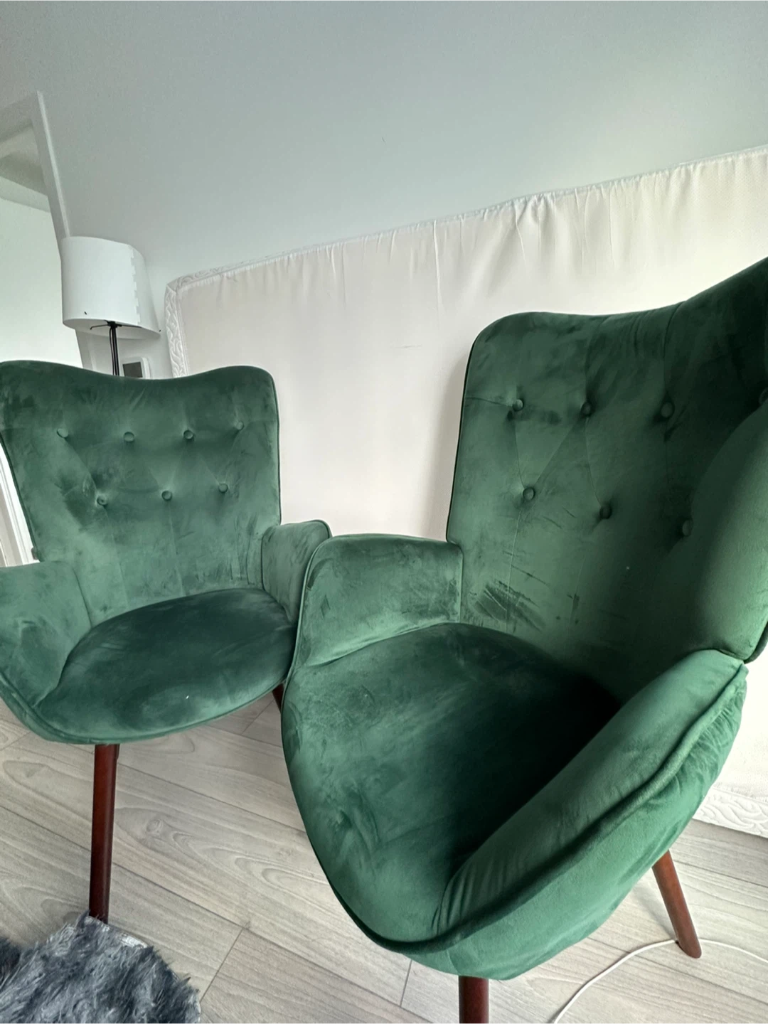 2 Green Velvet Accent Chairs