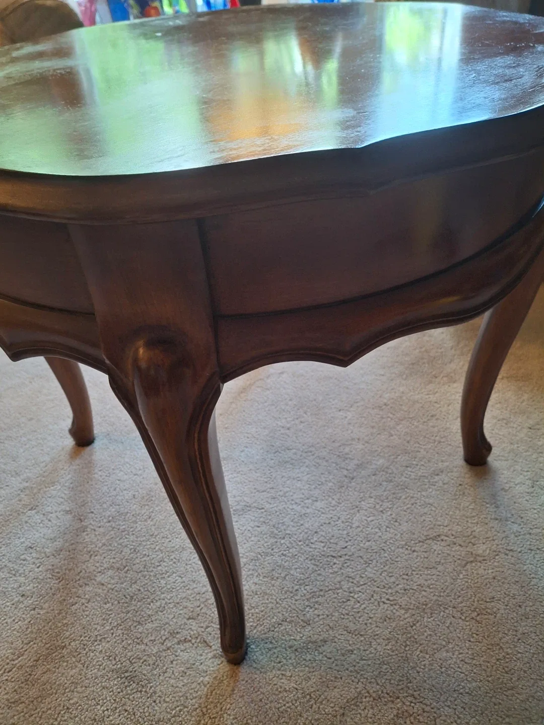 Antique round wood table image indicator(2)