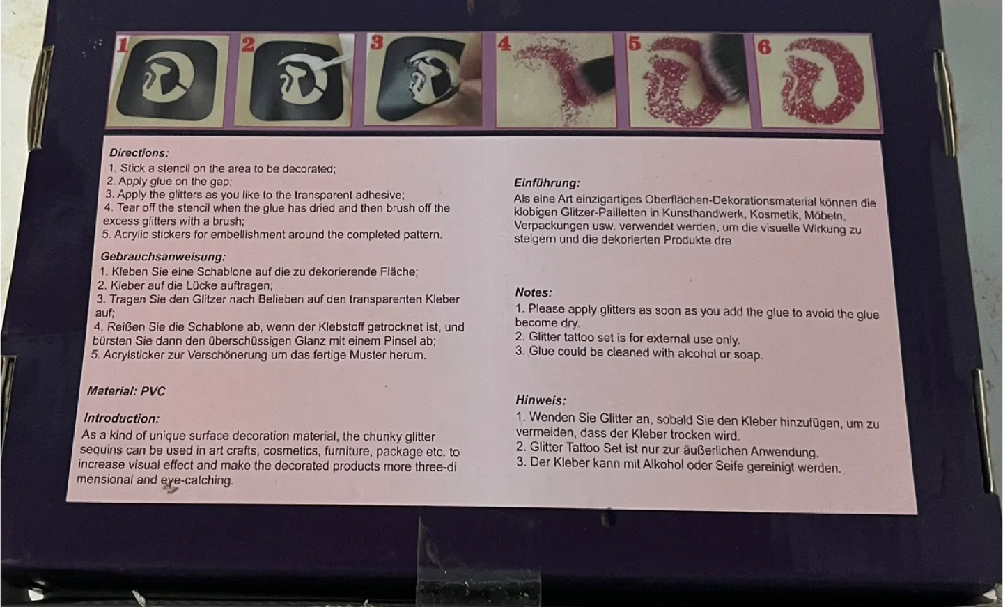 Glitter Tattoos Kit with Stencils & Brushes image indicator(5)