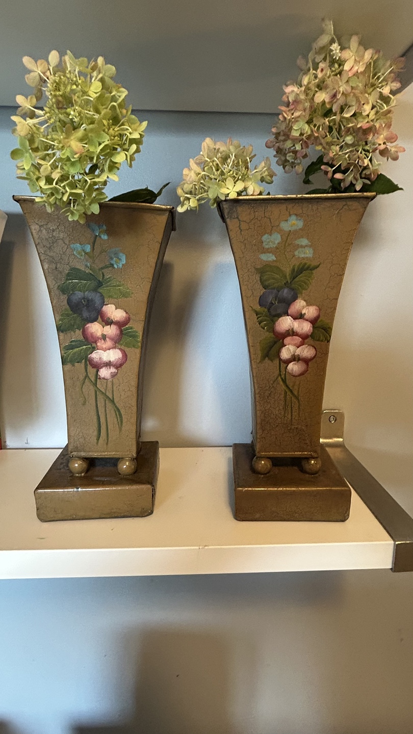 Vintage Metal Toleware Vases/Planters Mid Century - photo 2