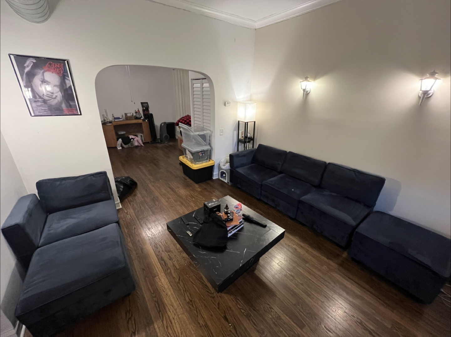 Blue Velvet module Sectional Sofa with Ottoman - photo 3