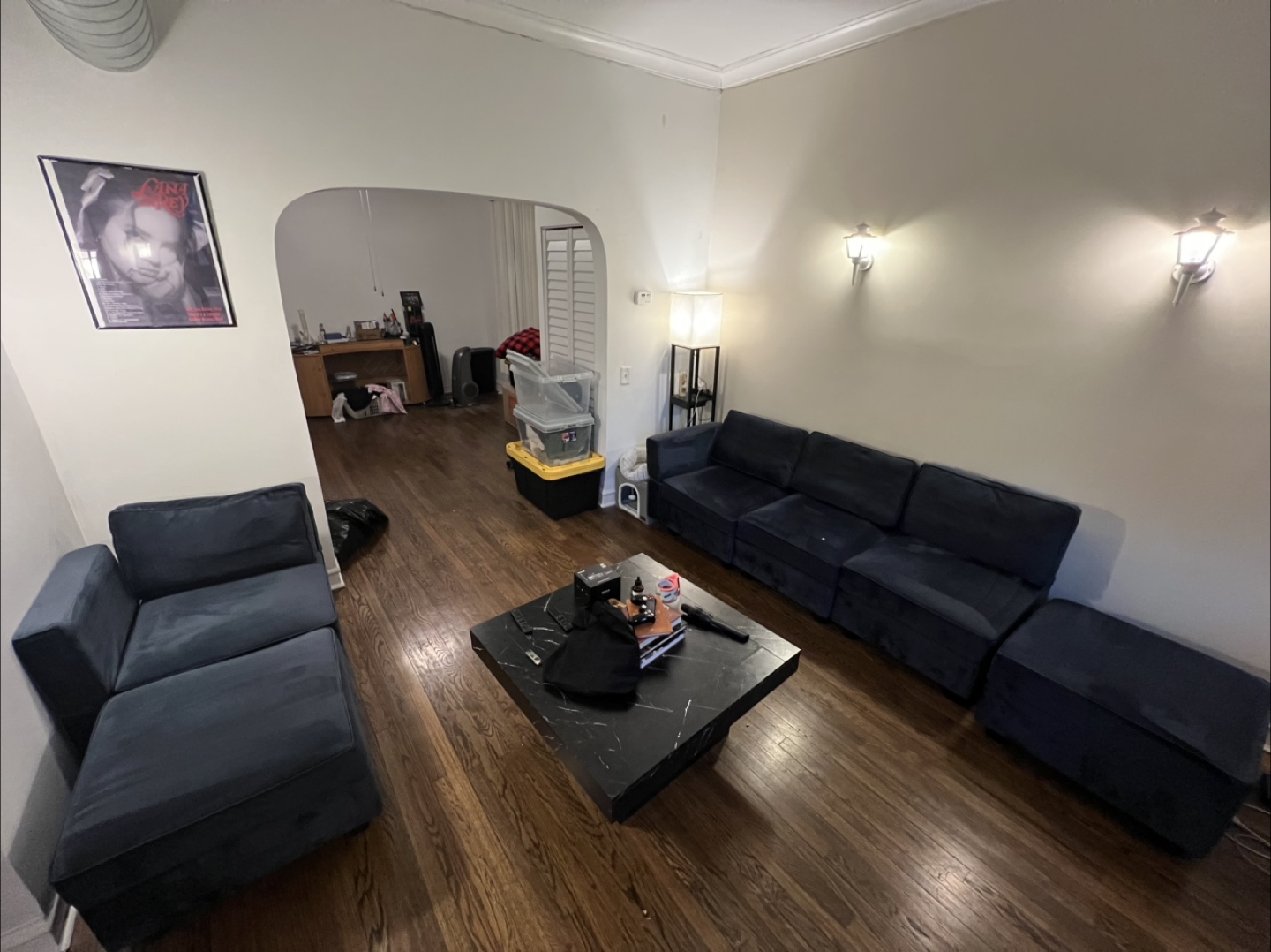 Blue Velvet module Sectional Sofa with Ottoman - photo 2