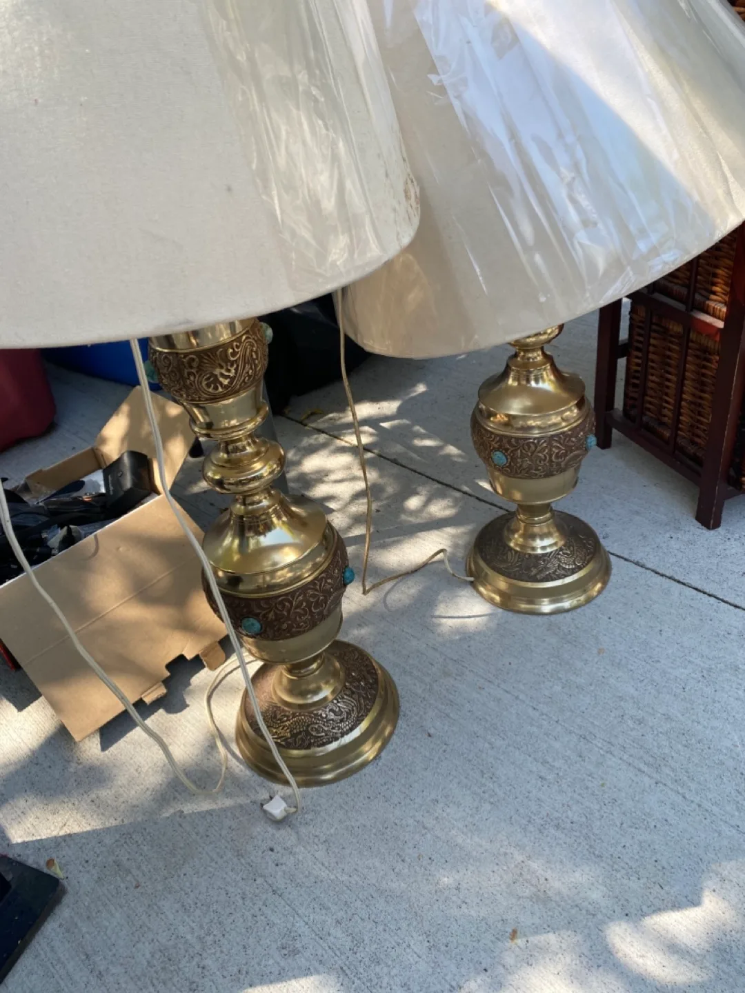 Vintage Brass Table Lamps - Pair thumbnail