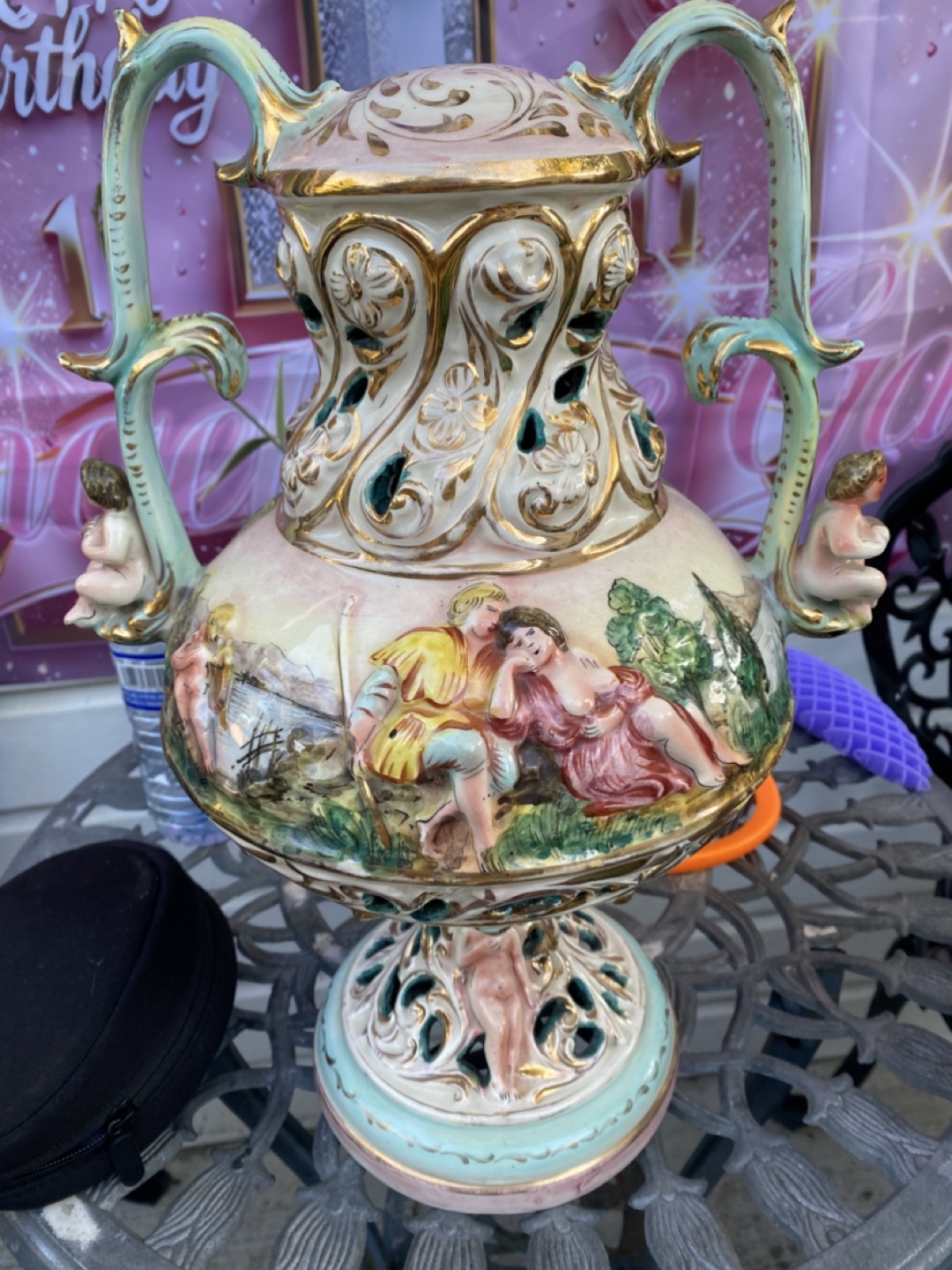 Vintage Decorative Vase with Handles