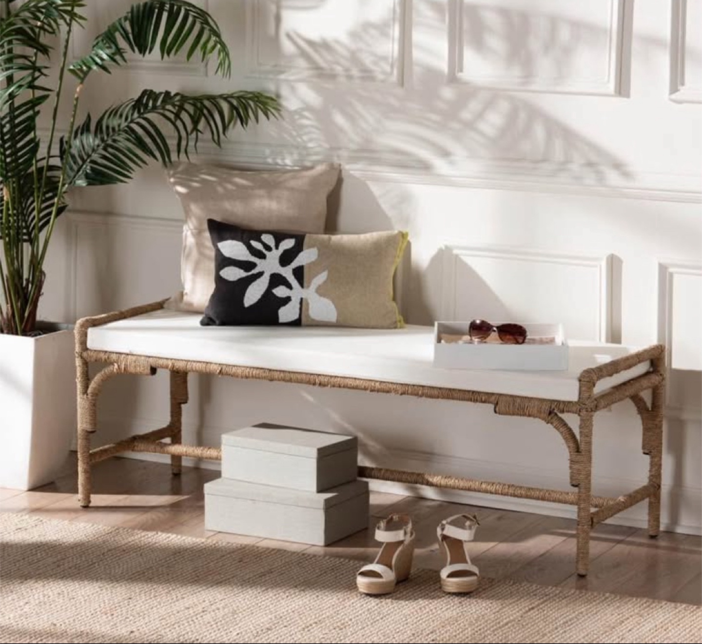 New Boho Bohemian Entryway Accent Bench Extra Seating