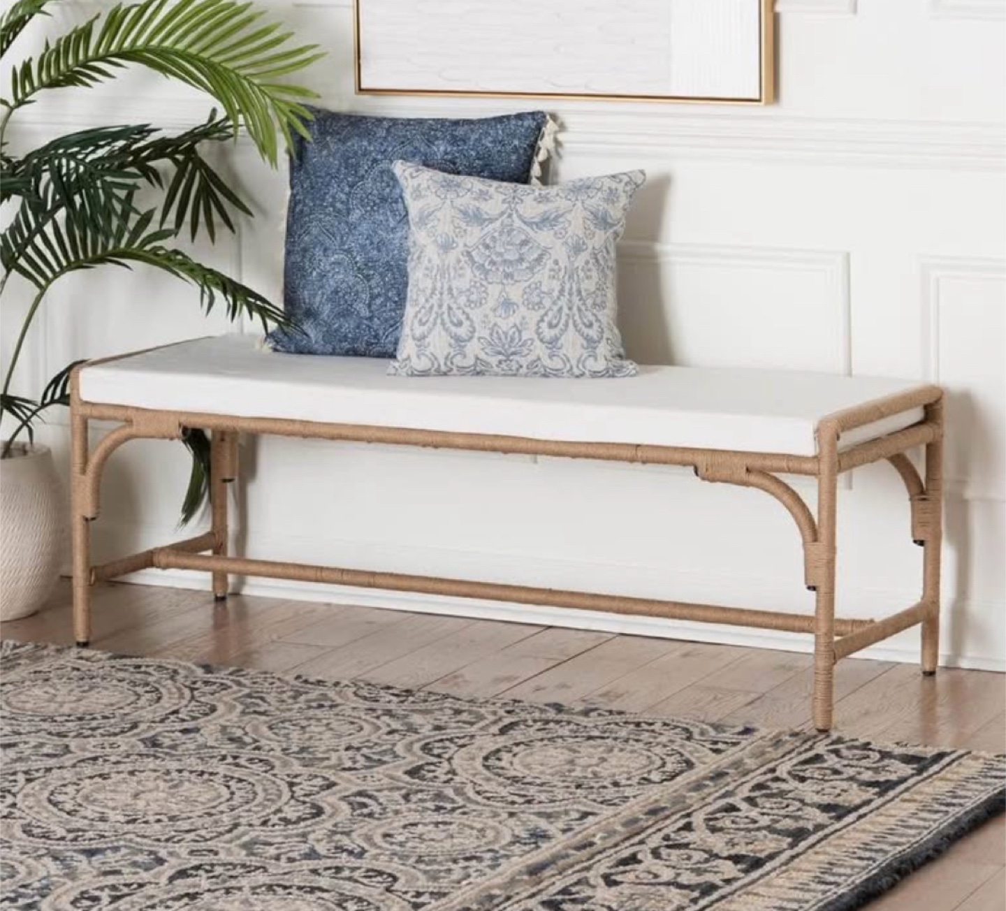 New Boho Bohemian Entryway Accent Bench Extra Seating - photo 2