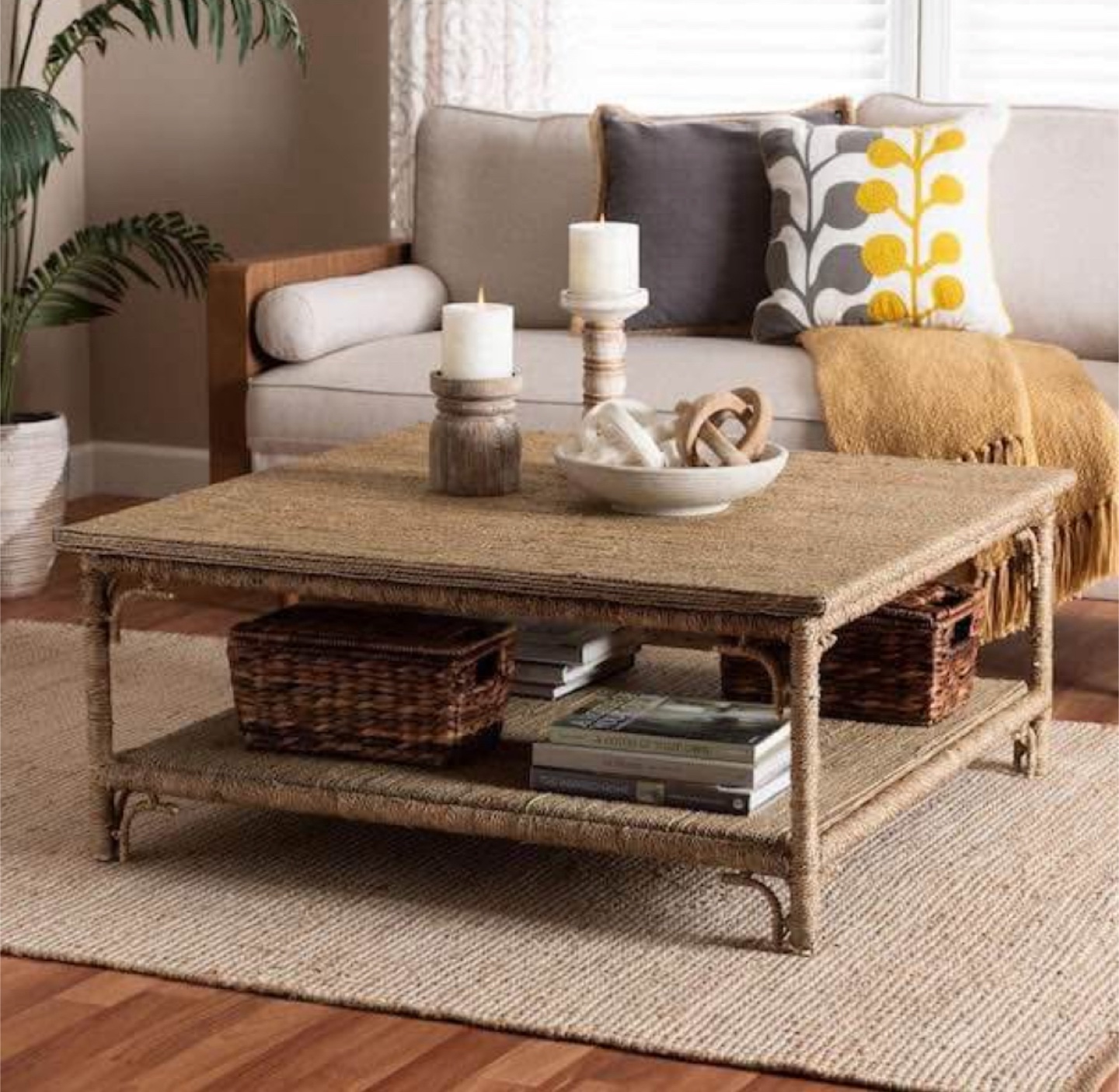 New Boho Bohemian Square Seagrass Coffee Table
