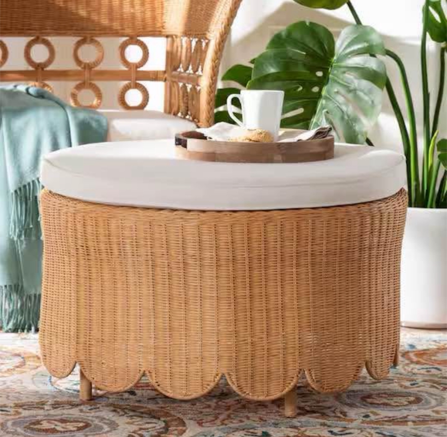 New Boho Bohemian Ottoman Coffee Table Accent Bench Seating