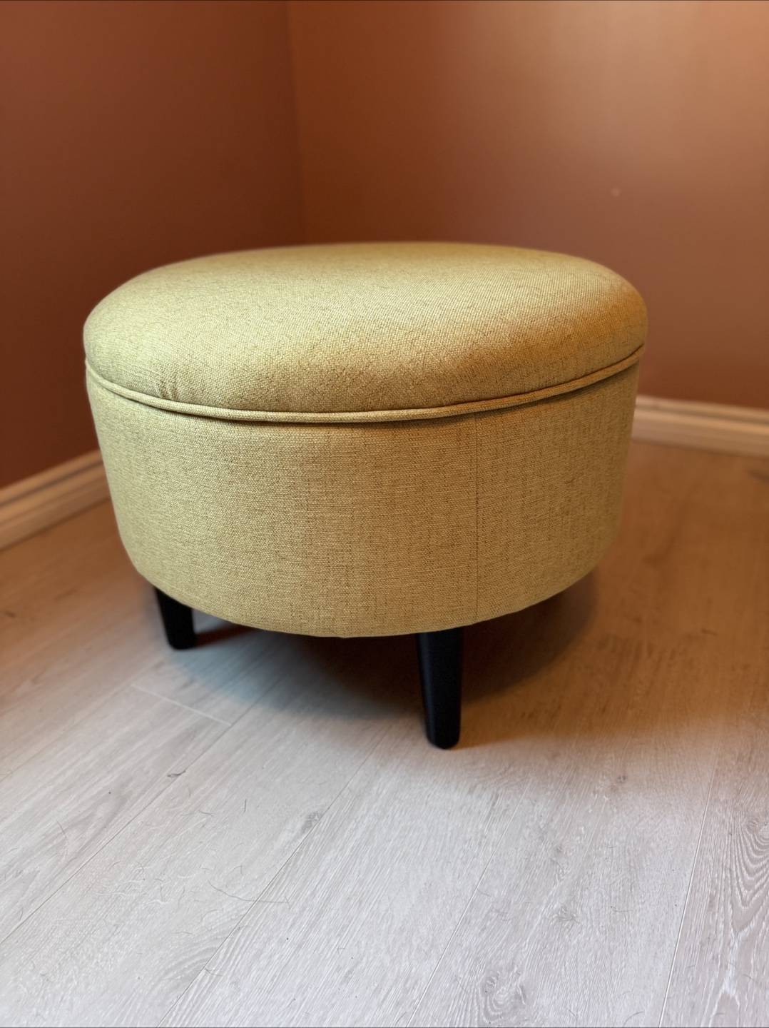 Upholstered Storage Ottoman - Mustard Yellow