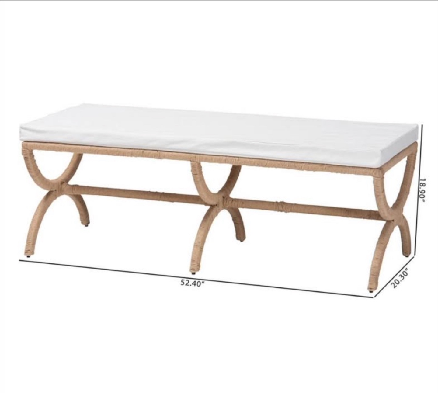 New Boho Bohemian Japandi Accent Bench Seating - photo 5