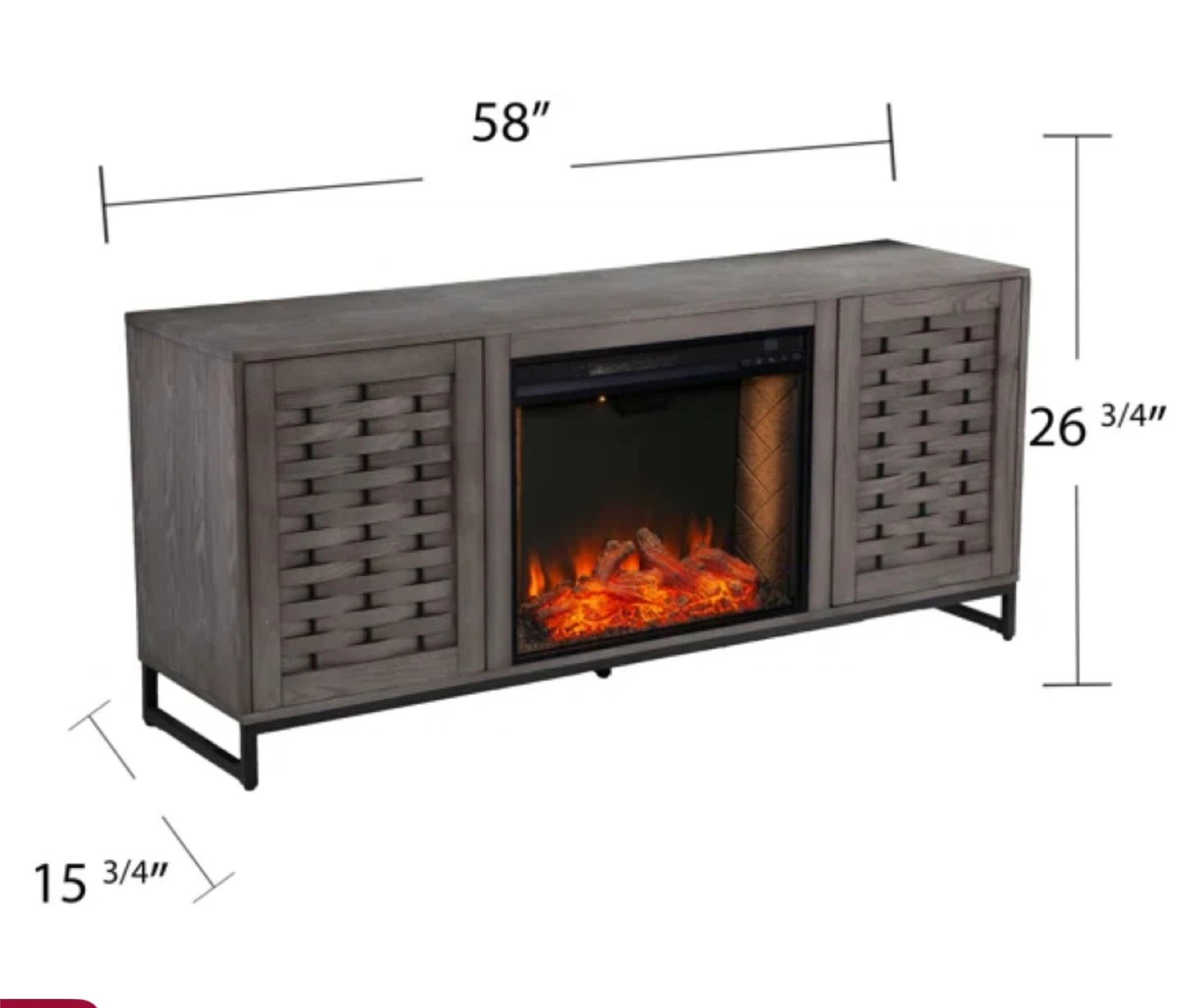 Woven Door Electric Fireplace TV Stand - 58 inch - photo 3