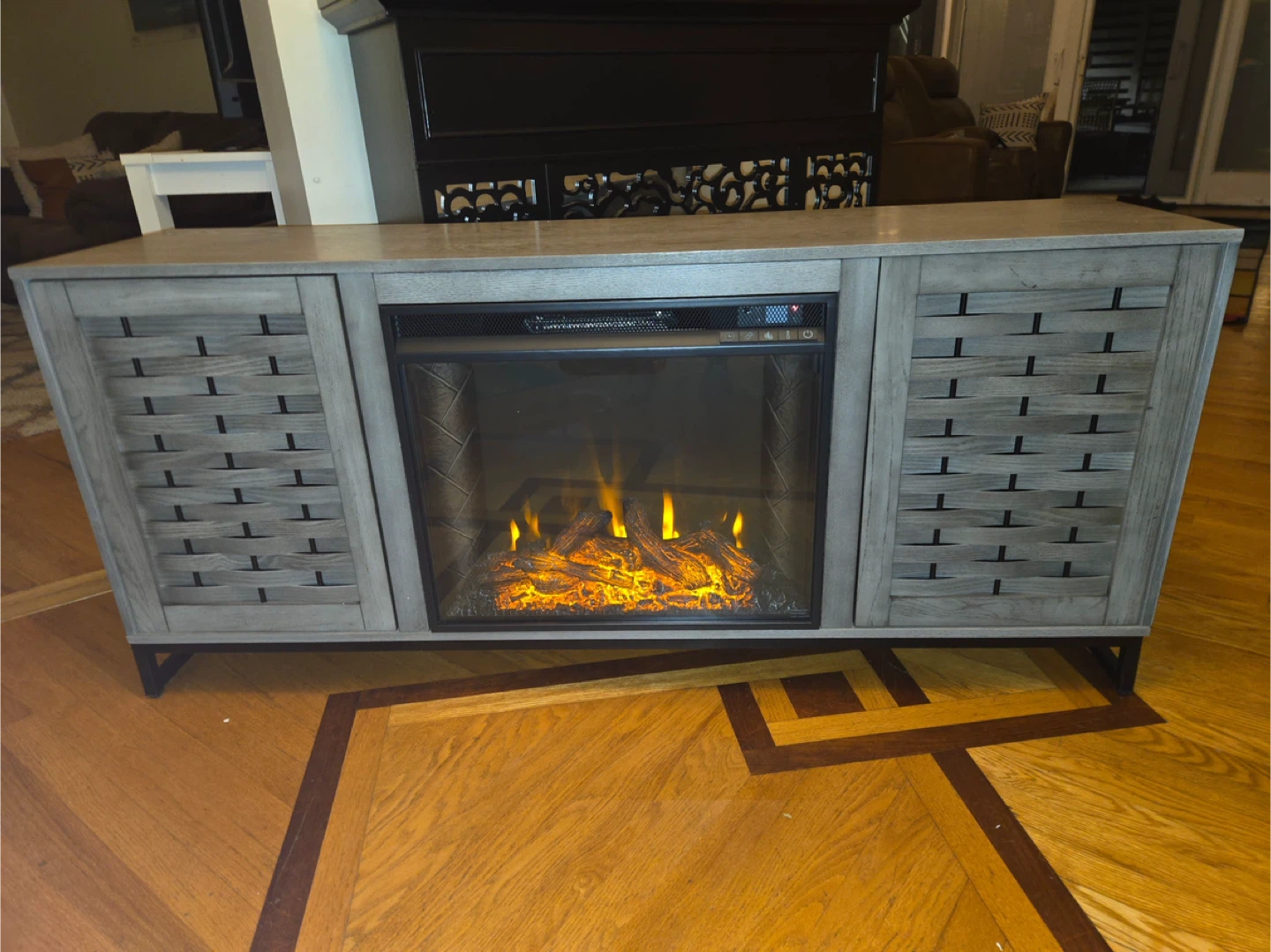 Woven Door Electric Fireplace TV Stand - 58 inch