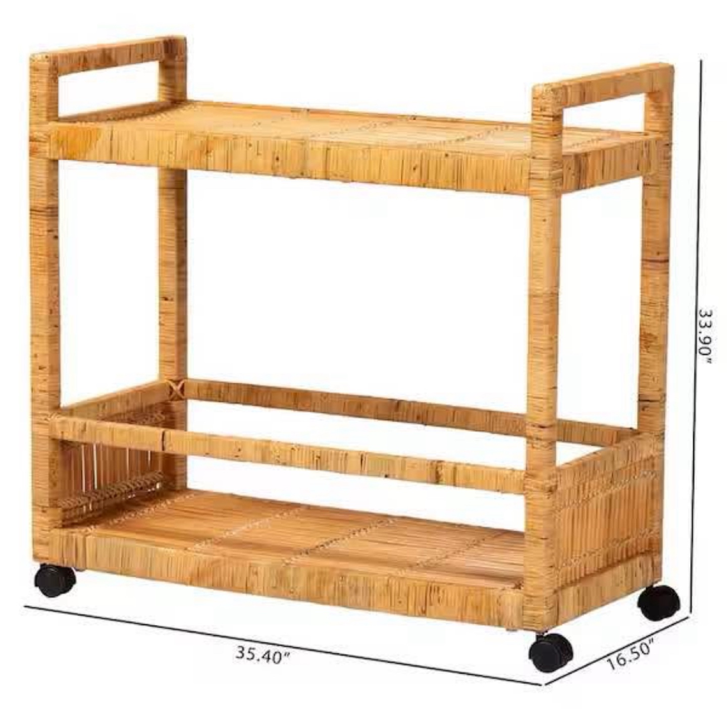 New Boho Bohemian Rattan Kitchen Cart Storage Table - photo 3