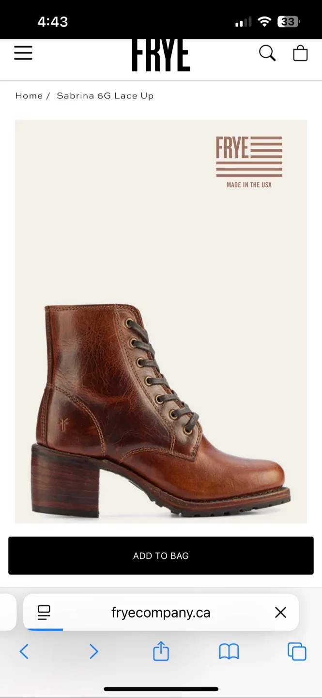 Frye Sabrina 6 G Brown Leather Ankle Boots thumbnail