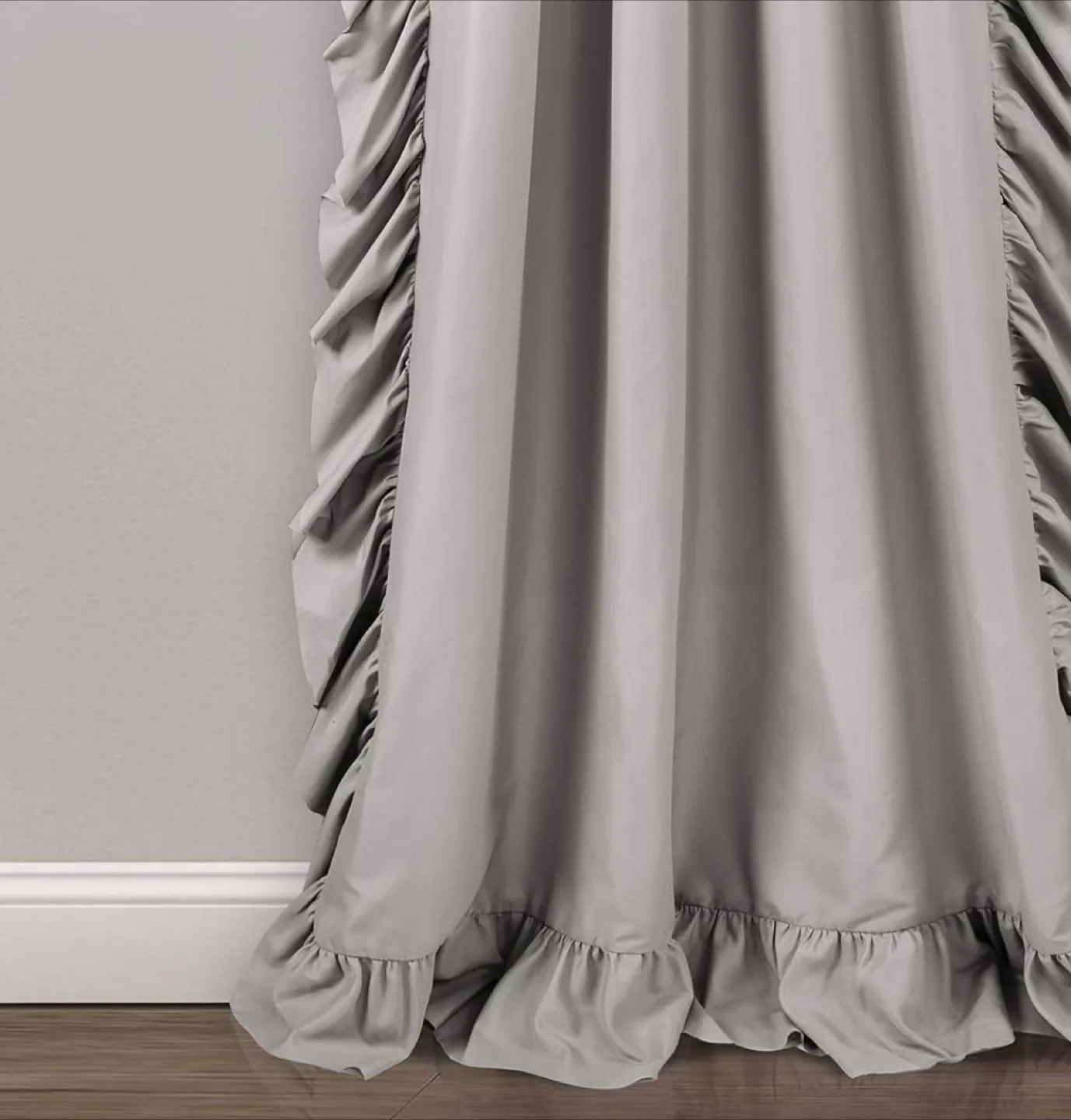 Grey Ruffle Curtain Panels (6) image indicator(4)