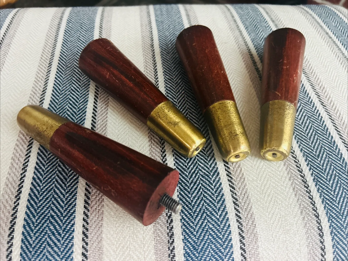 Set of 4 Wood & Brass Furniture Legs