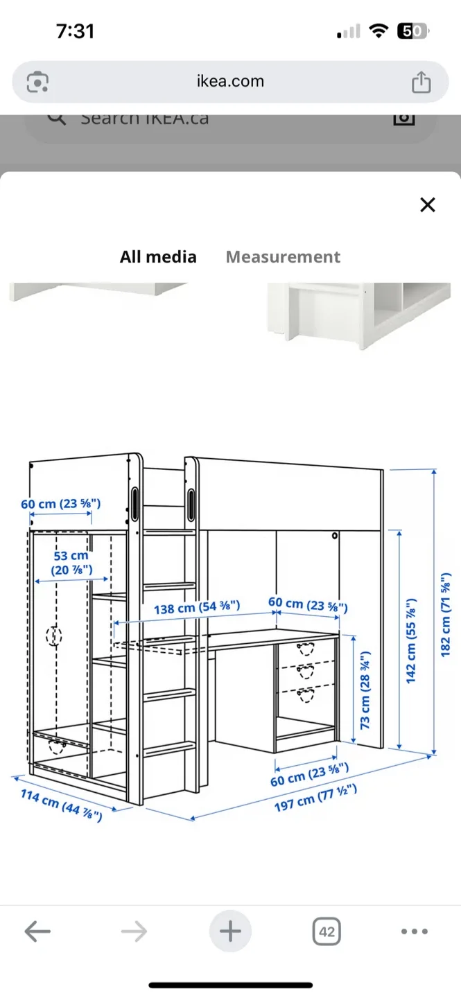 Ikea Småstad Loft Bed + free chair - Fair Condition image indicator(2)