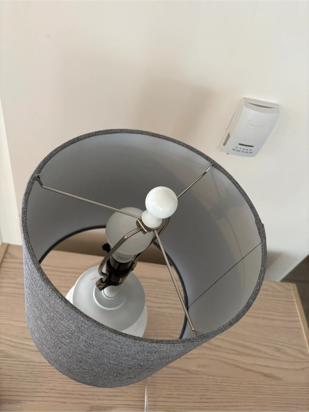 Table Lamp - White Ceramic Base, Grey Shade - photo 2