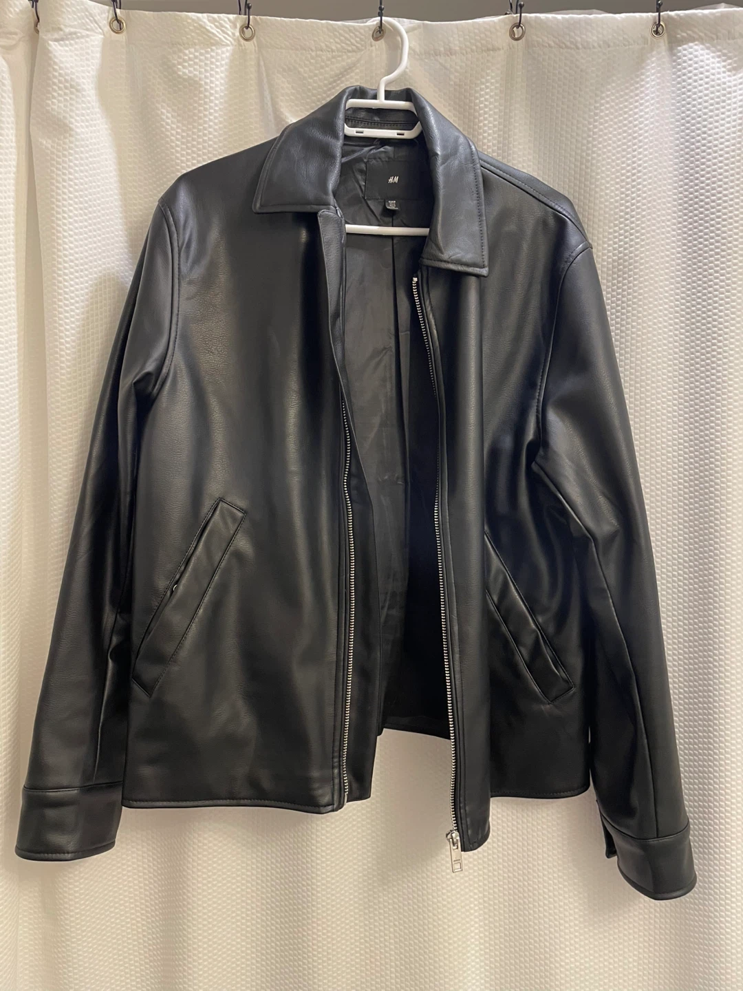 H&M Black Faux Leather Jacket - Size M