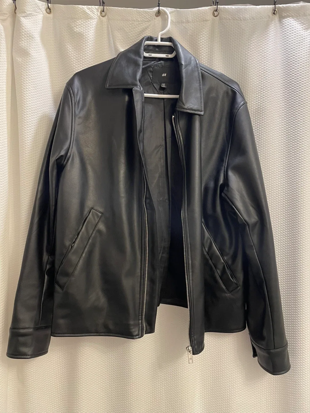 H&M Black Faux Leather Jacket - Size M thumbnail