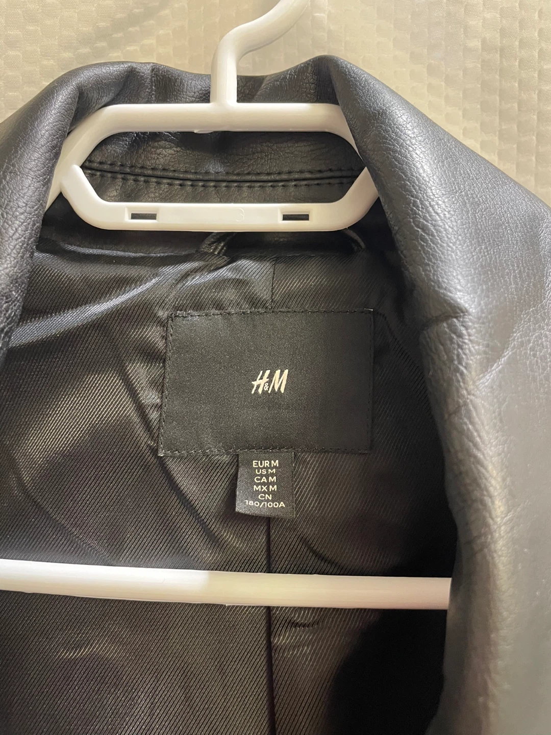 H&M Black Faux Leather Jacket - Size M - photo 3