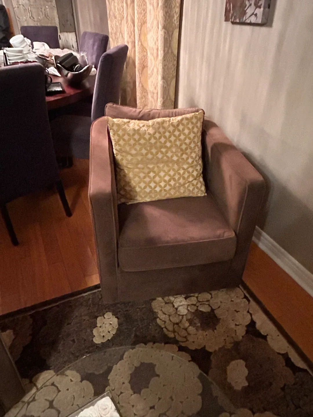 4 Brown Suede Swivel Accent Chairs image indicator(7)