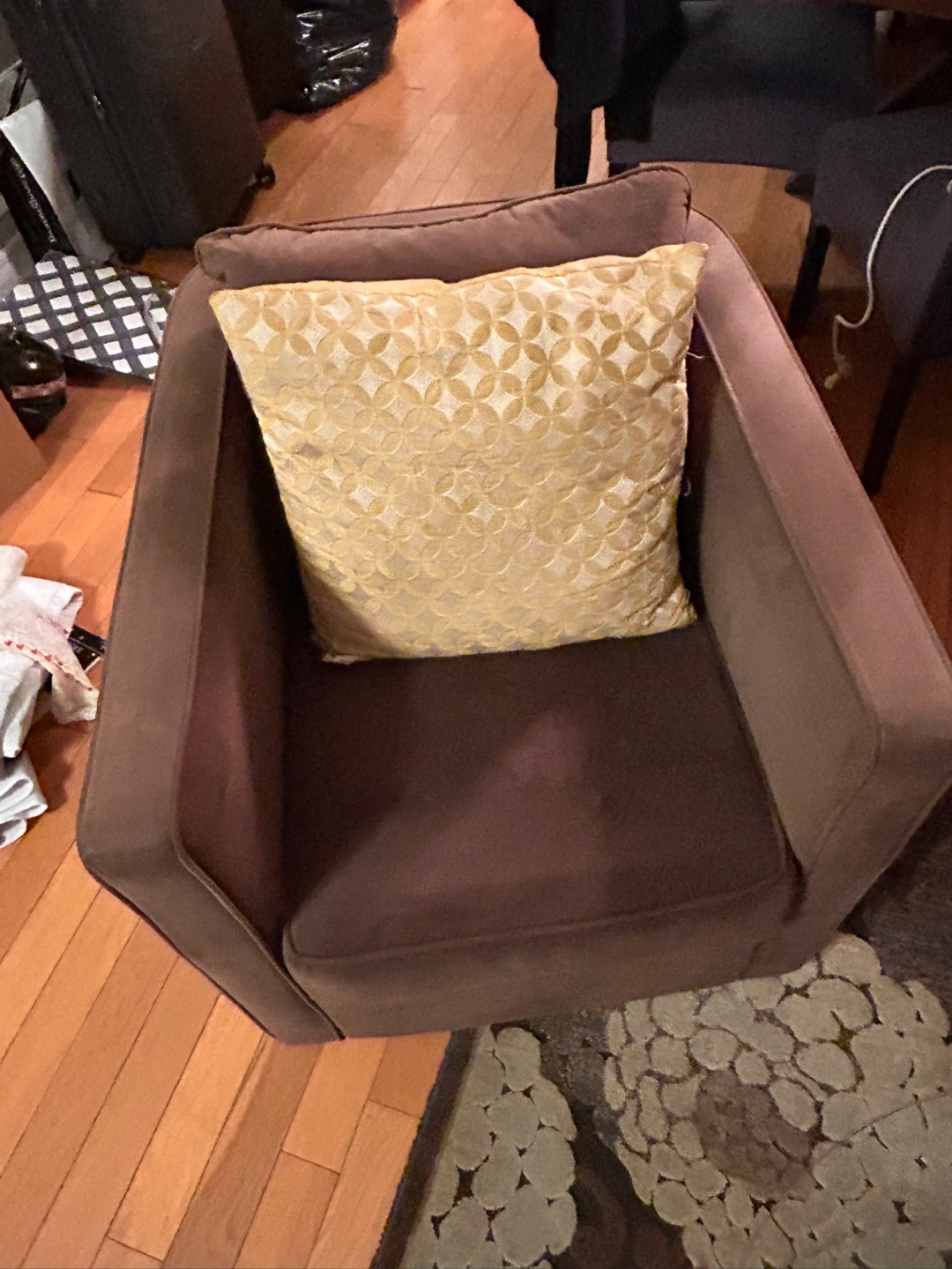 4 Brown Suede Swivel Accent Chairs - photo 4